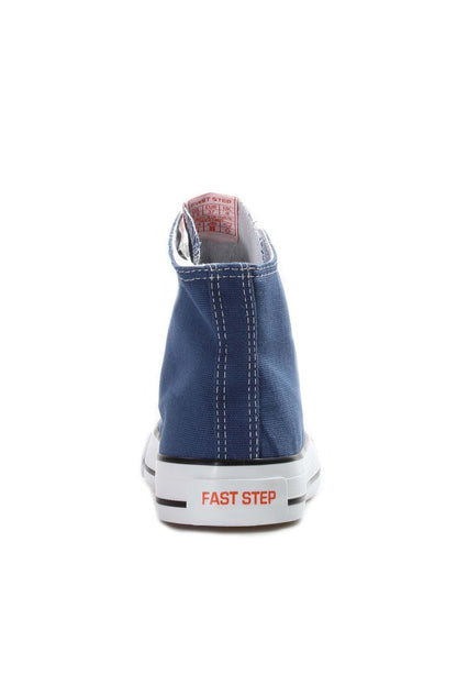 Men's Denim Blue High-Top Canvas Sneakers with White Stitching