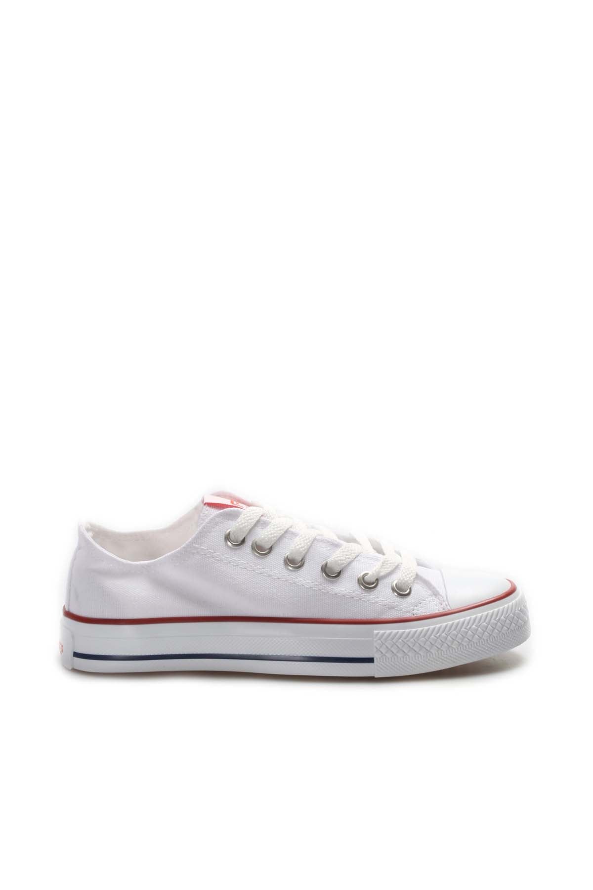 KOALA SYDNEY Men's White Canvas Low-Top Sneakers with Red Stripe Detail