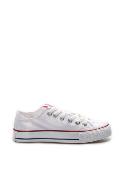 KOALA SYDNEY Men's White Canvas Low-Top Sneakers with Red Stripe Detail