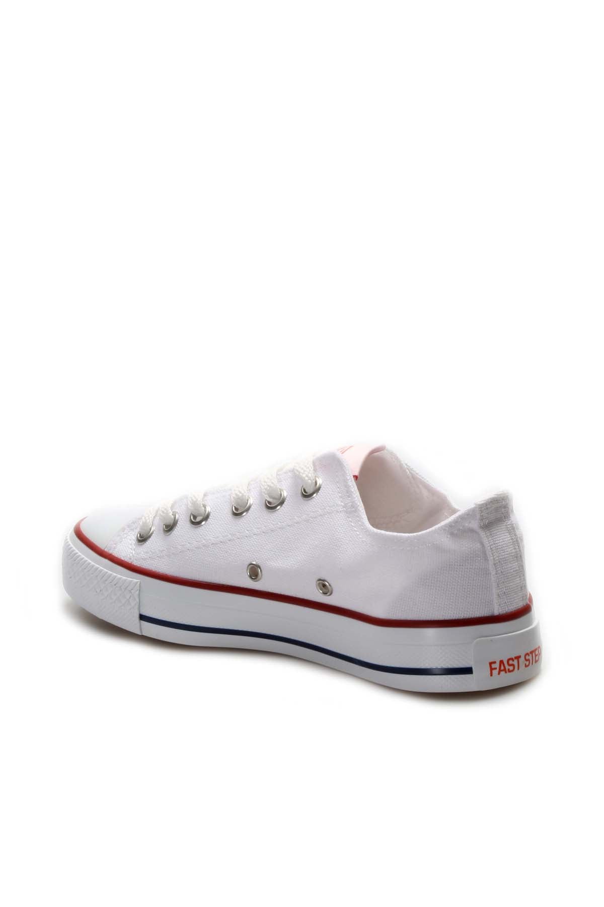KOALA SYDNEY Men's White Canvas Low-Top Sneakers with Red Stripe Detail