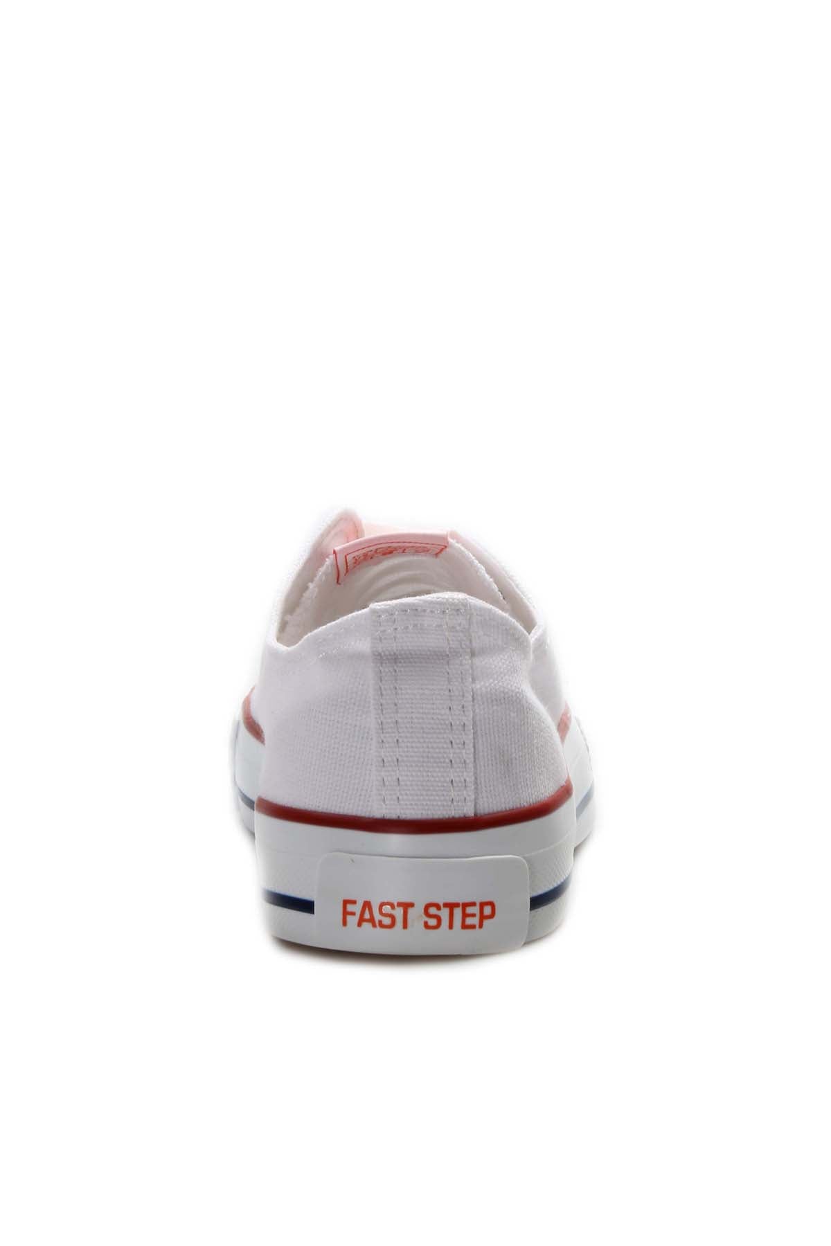 KOALA SYDNEY Men's White Canvas Low-Top Sneakers with Red Stripe Detail