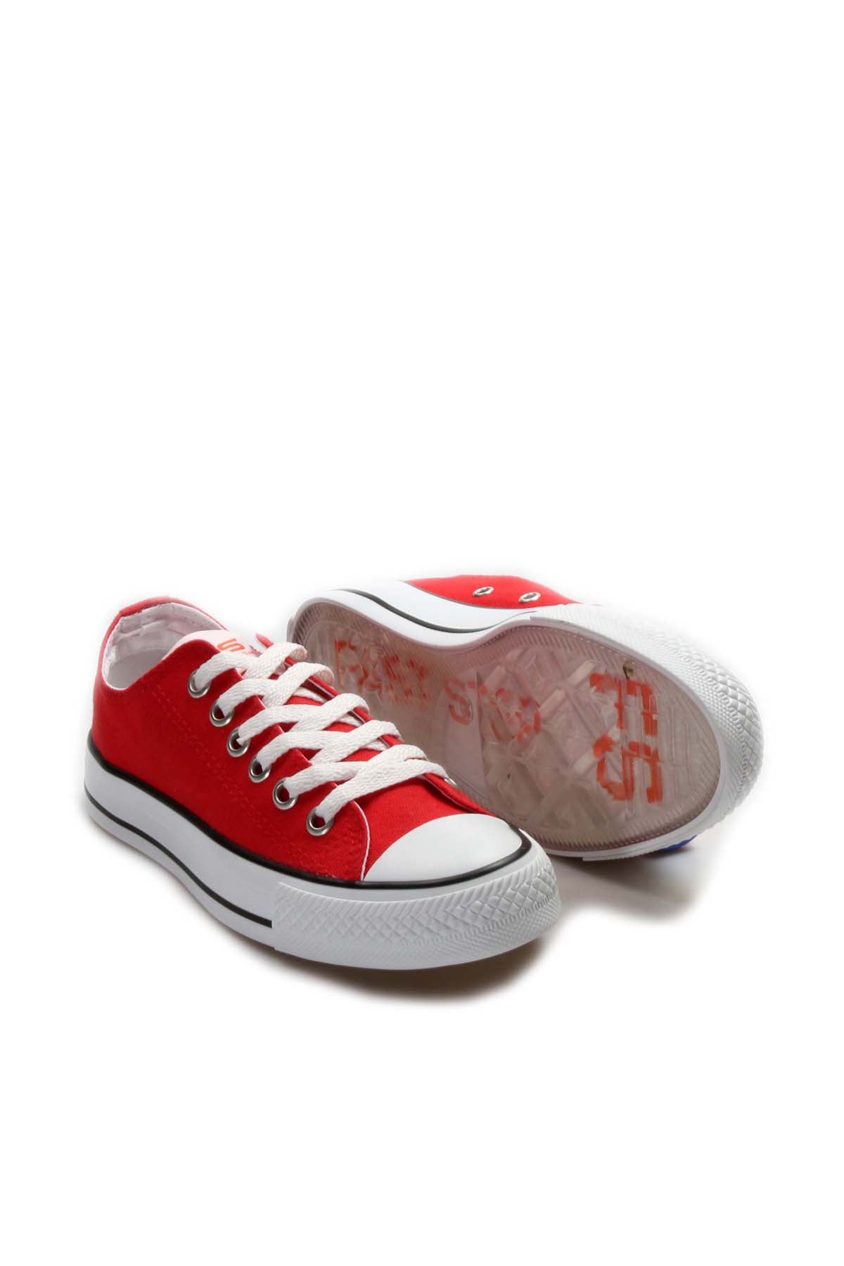 Men's Red Canvas Low-Top Sneakers with White Laces
