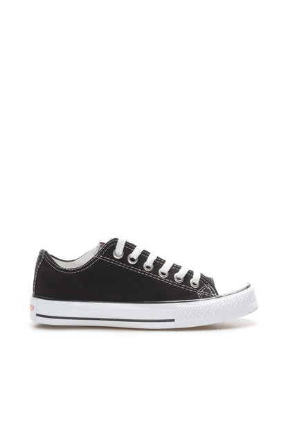 Men's Black Canvas Low-Top Sneakers with White Laces