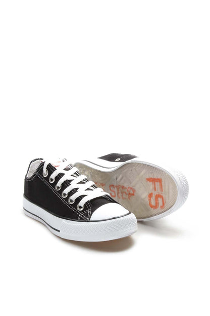 Men's Black Canvas Low-Top Sneakers with White Laces