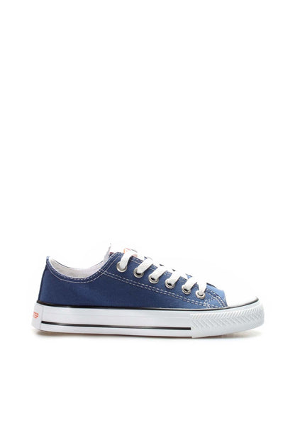 Men's Navy Canvas Low-Top Sneakers with White Laces