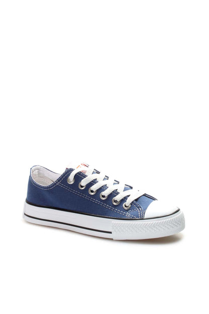 Men's Navy Canvas Low-Top Sneakers with White Laces