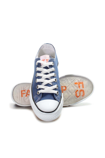 Men's Navy Canvas Low-Top Sneakers with White Laces