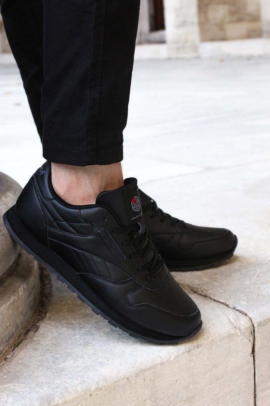 Black Leather Casual Sneakers-Wessi