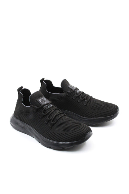 Men's All-Black Knit Sneakers with Flexible Sole