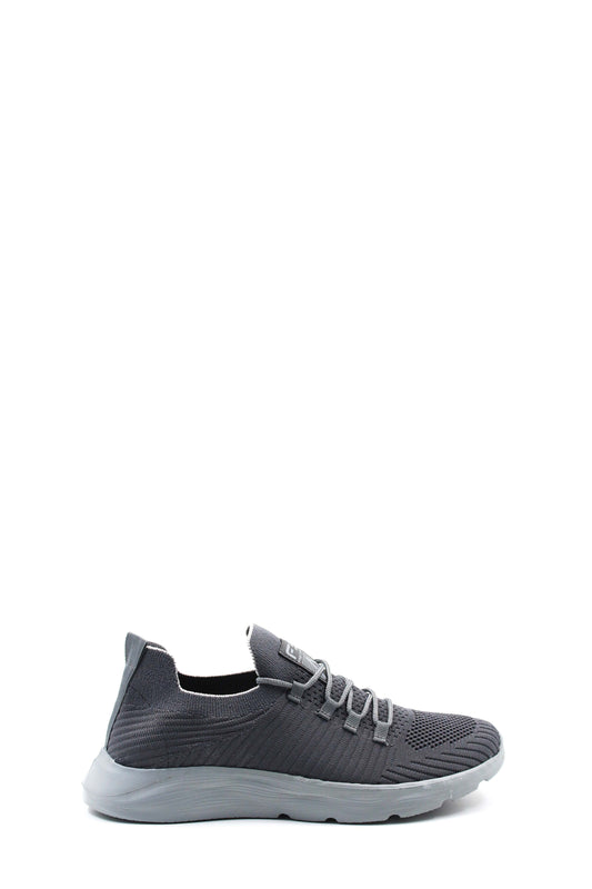 Men's Gray Knit Sneakers with Cushioned Sole