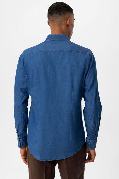 Men's Blue Long-Sleeve Denim Shirt