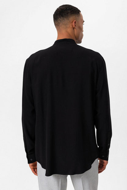 Men's Black V-Neck Long Sleeve Shirt