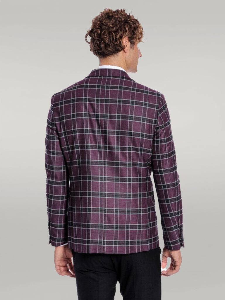 KOALA SYDNEY Slim Fit Peak Lapel Purple Men Blazer