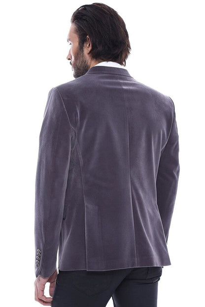 Velvet Slim Fit Grey Men Blazer