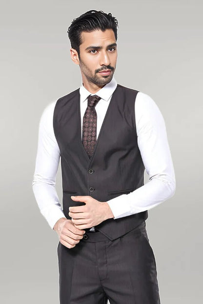 KOALA SYDNEY  Vested Brown Patterned Men's Suit |