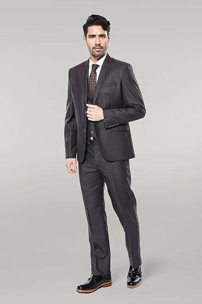 KOALA SYDNEY  Vested Brown Patterned Men's Suit |