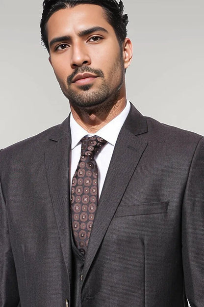 KOALA SYDNEY  Vested Brown Patterned Men's Suit |
