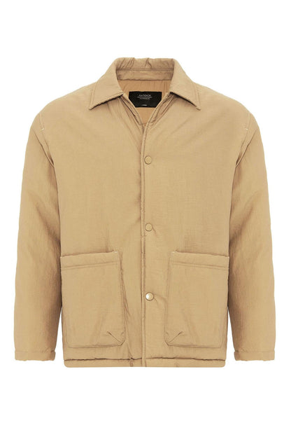 Taupe Lightly Padded Men's Jacket with Cargo Pockets