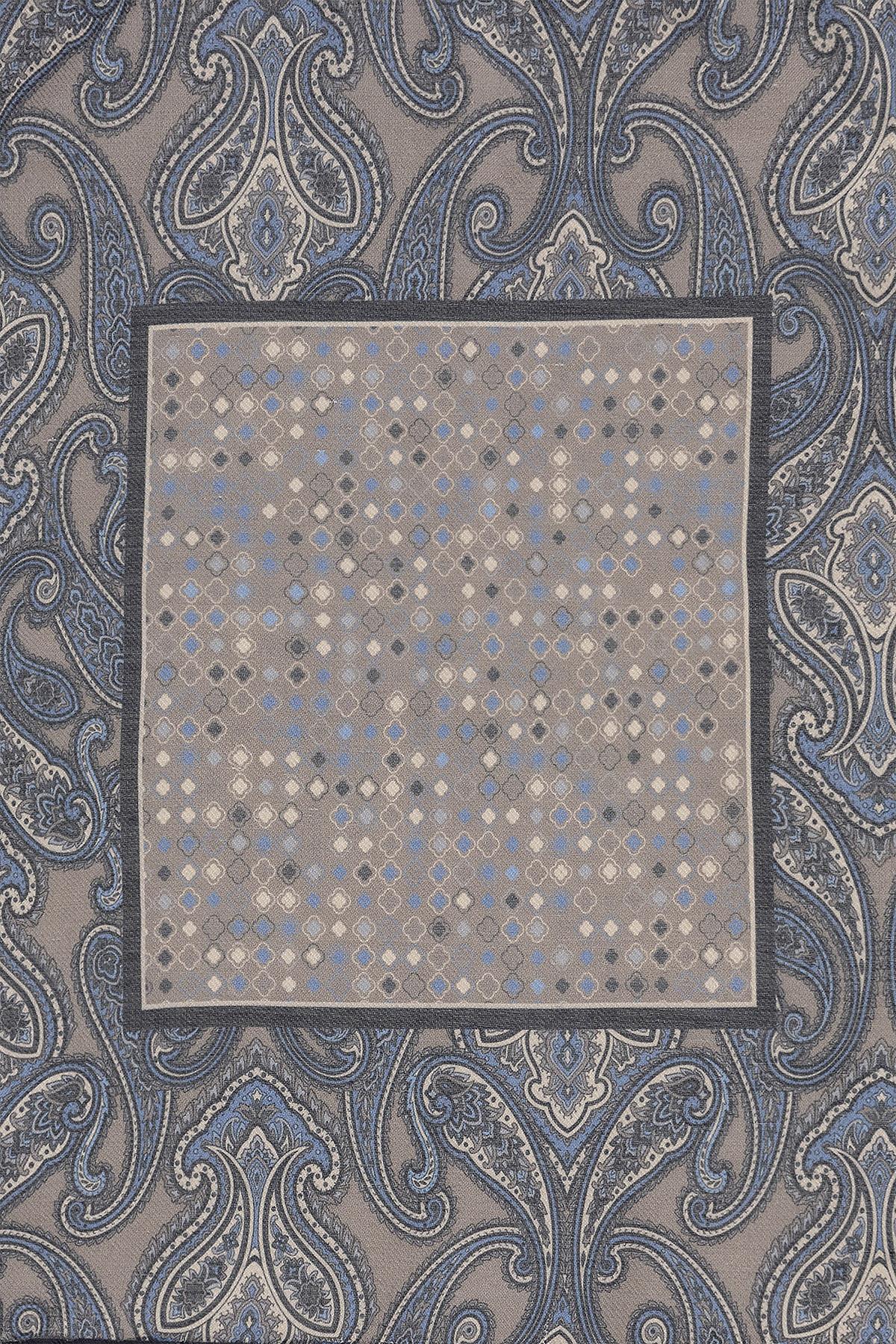 Men's Mink Vizon Square Ethnic Patterned Scarf