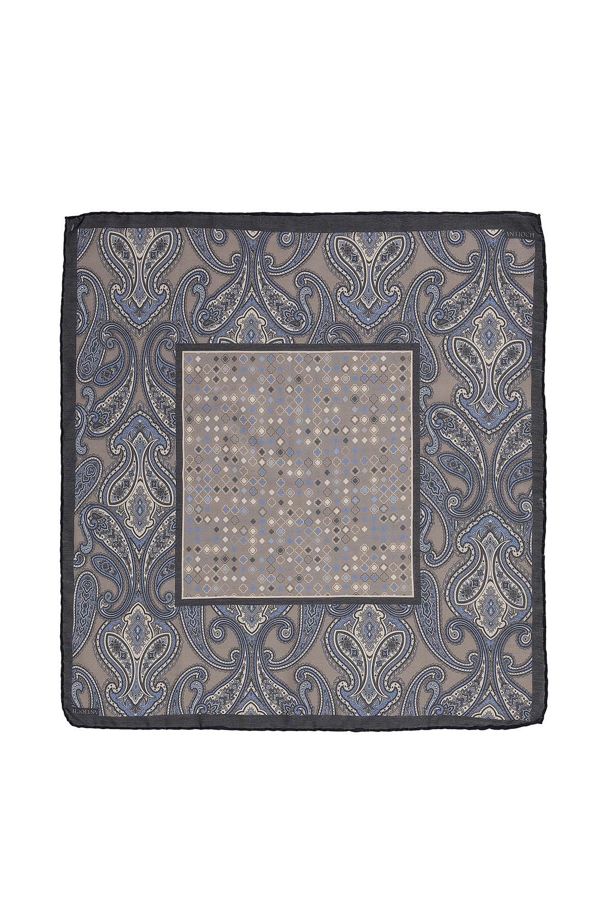Men's Mink Vizon Square Ethnic Patterned Scarf