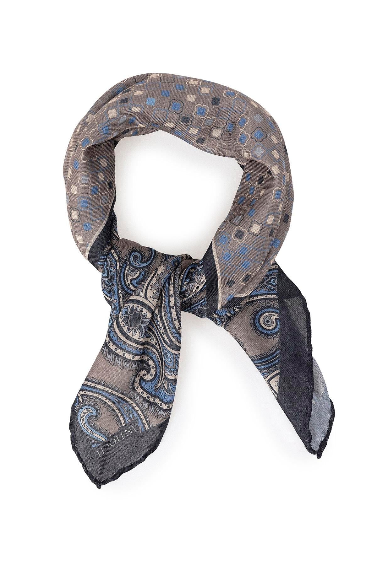 Men's Mink Vizon Square Ethnic Patterned Scarf