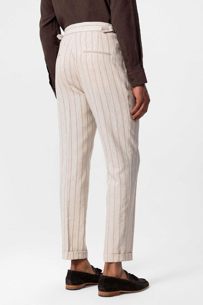 KOALA SYDNEY  Men's Mink Vizon High-Waist Linen Blend Pants -