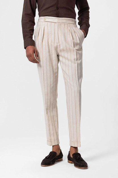 KOALA SYDNEY  Men's Mink Vizon High-Waist Linen Blend Pants -