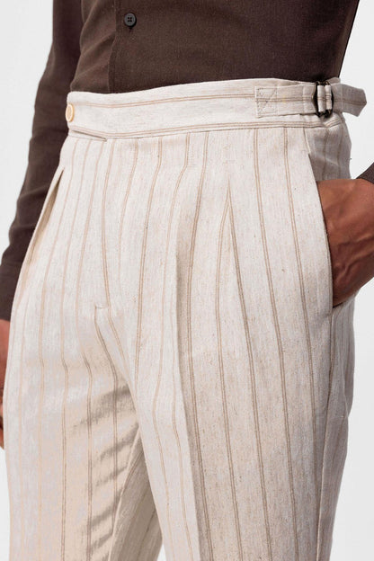 KOALA SYDNEY  Men's Mink Vizon High-Waist Linen Blend Pants -