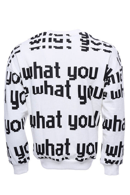 White Printed Circle Neck Sweatshirt - Wessi