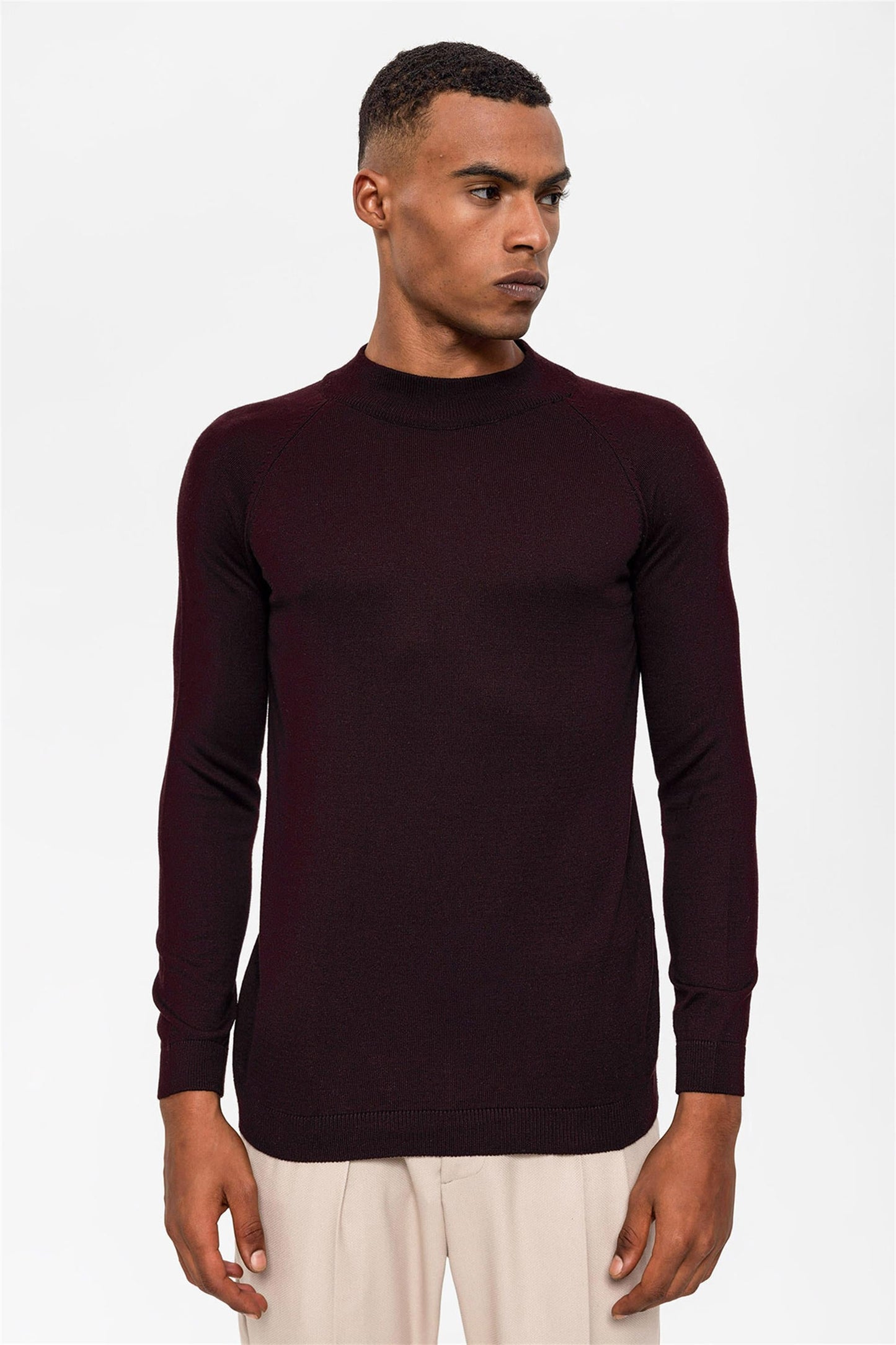 KOALA SYDNEY Men's Dark Damson Half Turtleneck Sweater