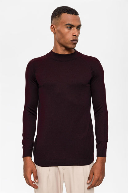 KOALA SYDNEY Men's Dark Damson Half Turtleneck Sweater