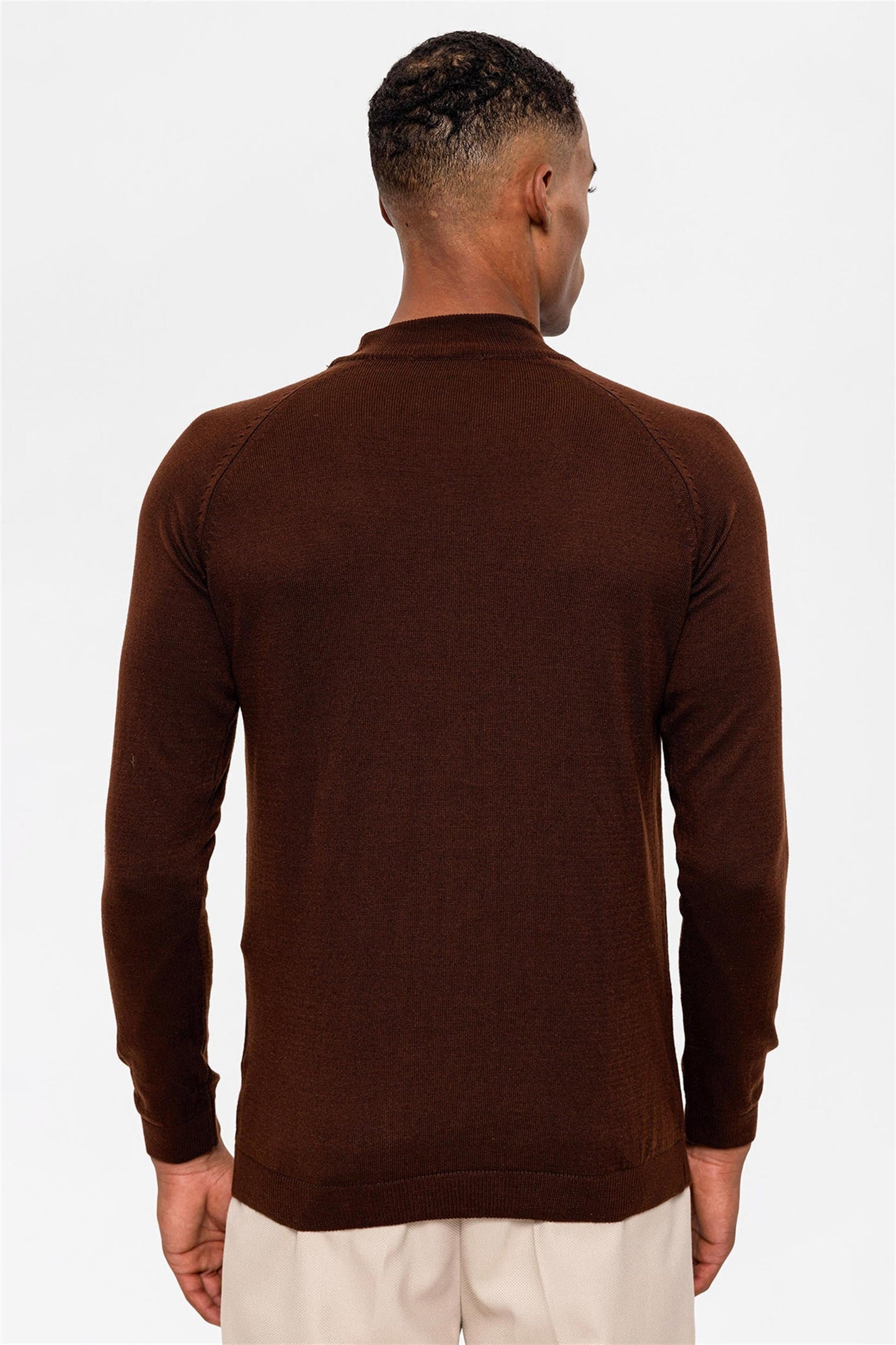 KOALA SYDNEY Men's Brown Half Turtleneck Sweater