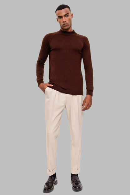 KOALA SYDNEY Men's Brown Half Turtleneck Sweater