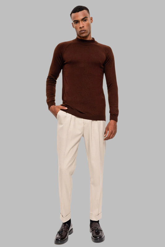 KOALA SYDNEY Men's Brown Half Turtleneck Sweater