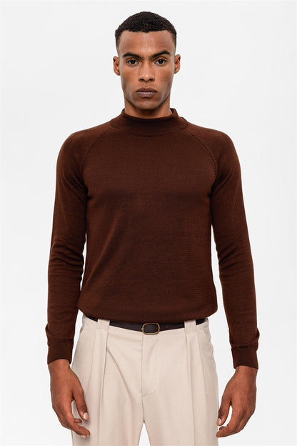 KOALA SYDNEY Men's Brown Half Turtleneck Sweater