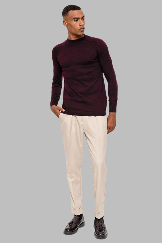 KOALA SYDNEY Men's Dark Damson Half Turtleneck Sweater