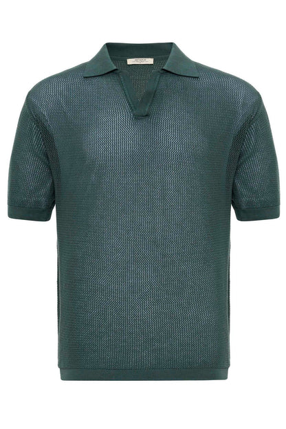 KOALA SYDNEY Men's Green Polo Neck Knit T-Shirt