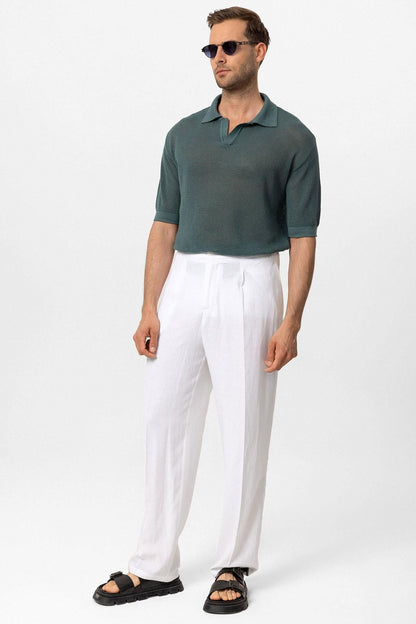 KOALA SYDNEY Men's Green Polo Neck Knit T-Shirt