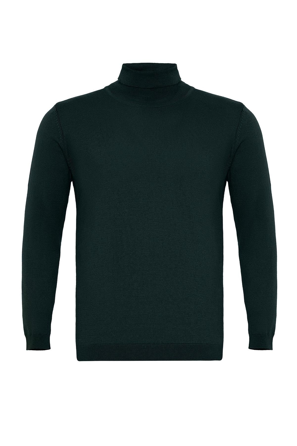 Green Turtleneck Men's Knit Sweater