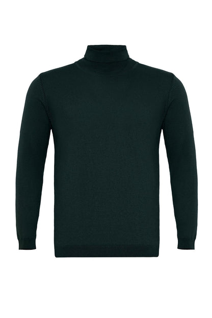 Green Turtleneck Men's Knit Sweater