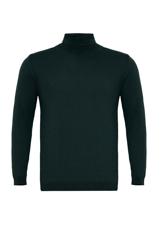 Green Turtleneck Men's Knit Sweater