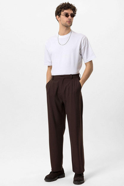 Men's Brown High-Waisted Baggy Pants