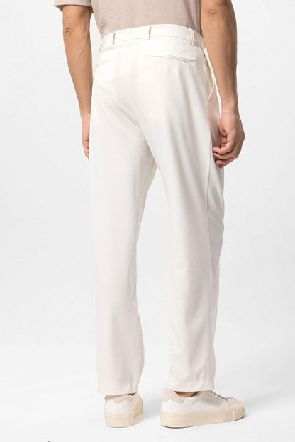 Men's Ecru High-Waisted Baggy Pants