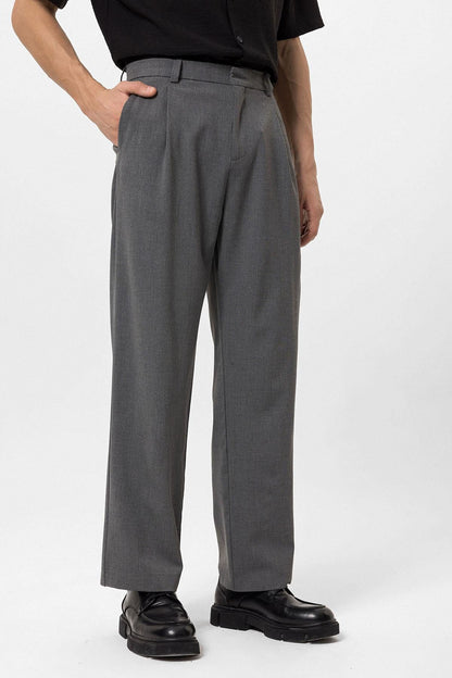 Men's Grey High-Waisted Baggy Pants