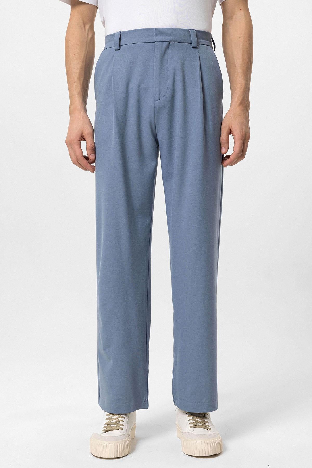 Men's Baby Blue High-Waisted Baggy Pants