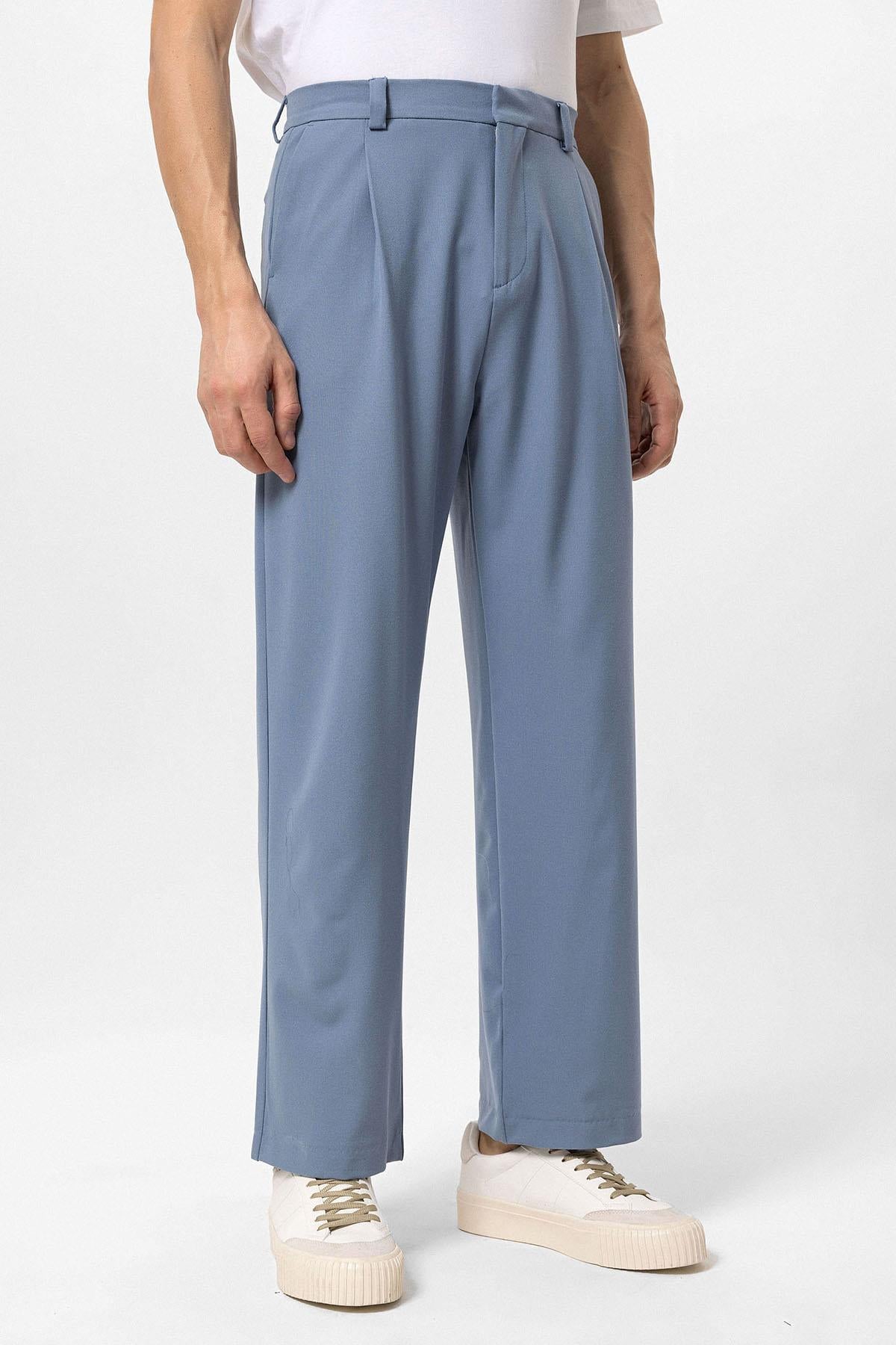 Men's Baby Blue High-Waisted Baggy Pants