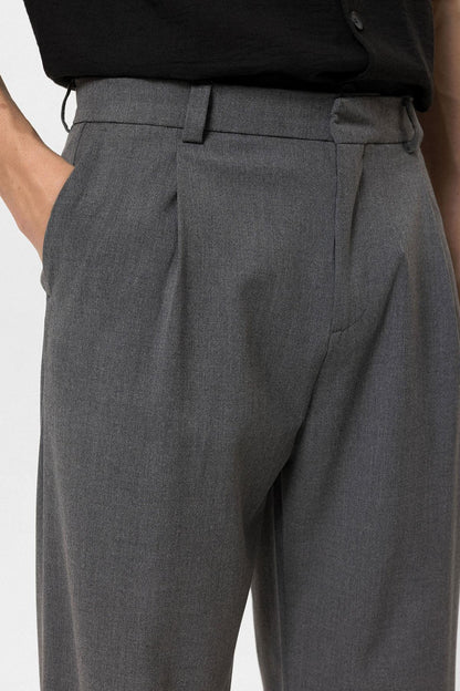 Men's Grey High-Waisted Baggy Pants