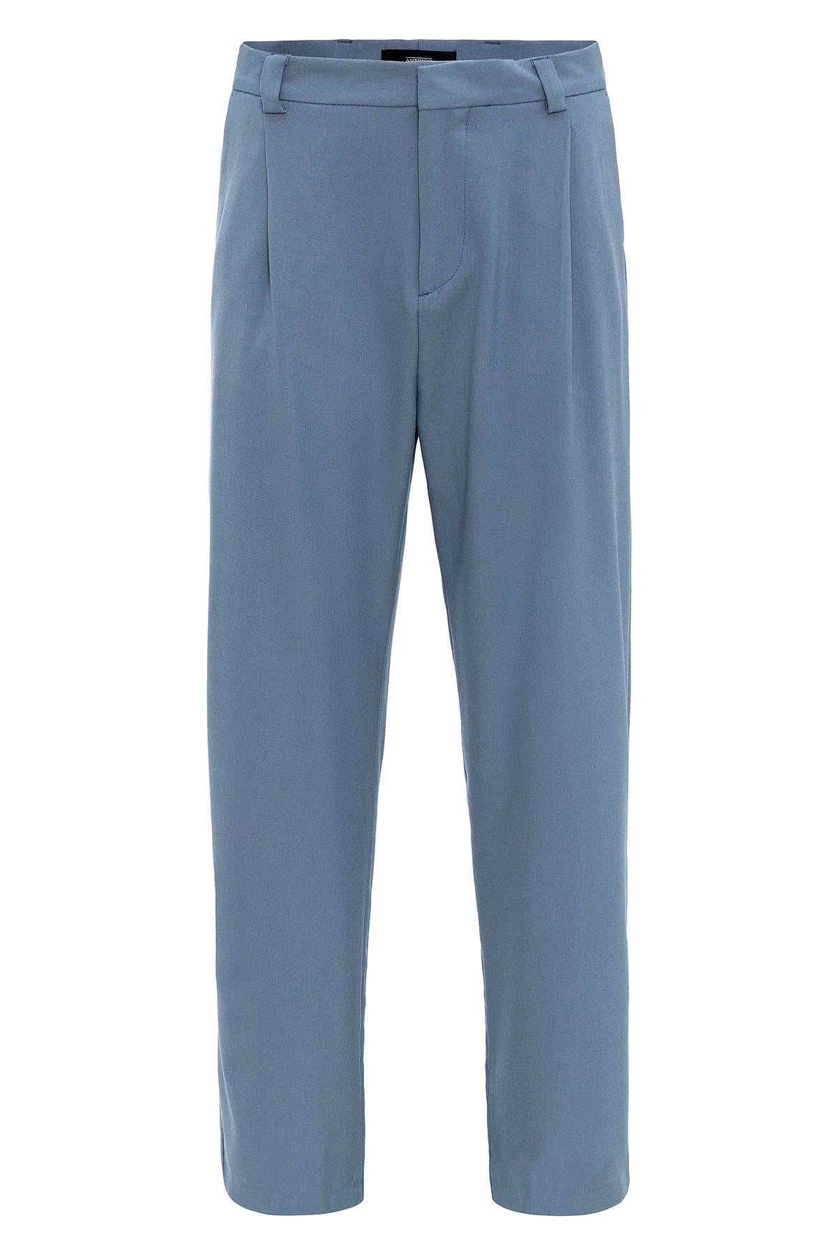 Men's Baby Blue High-Waisted Baggy Pants