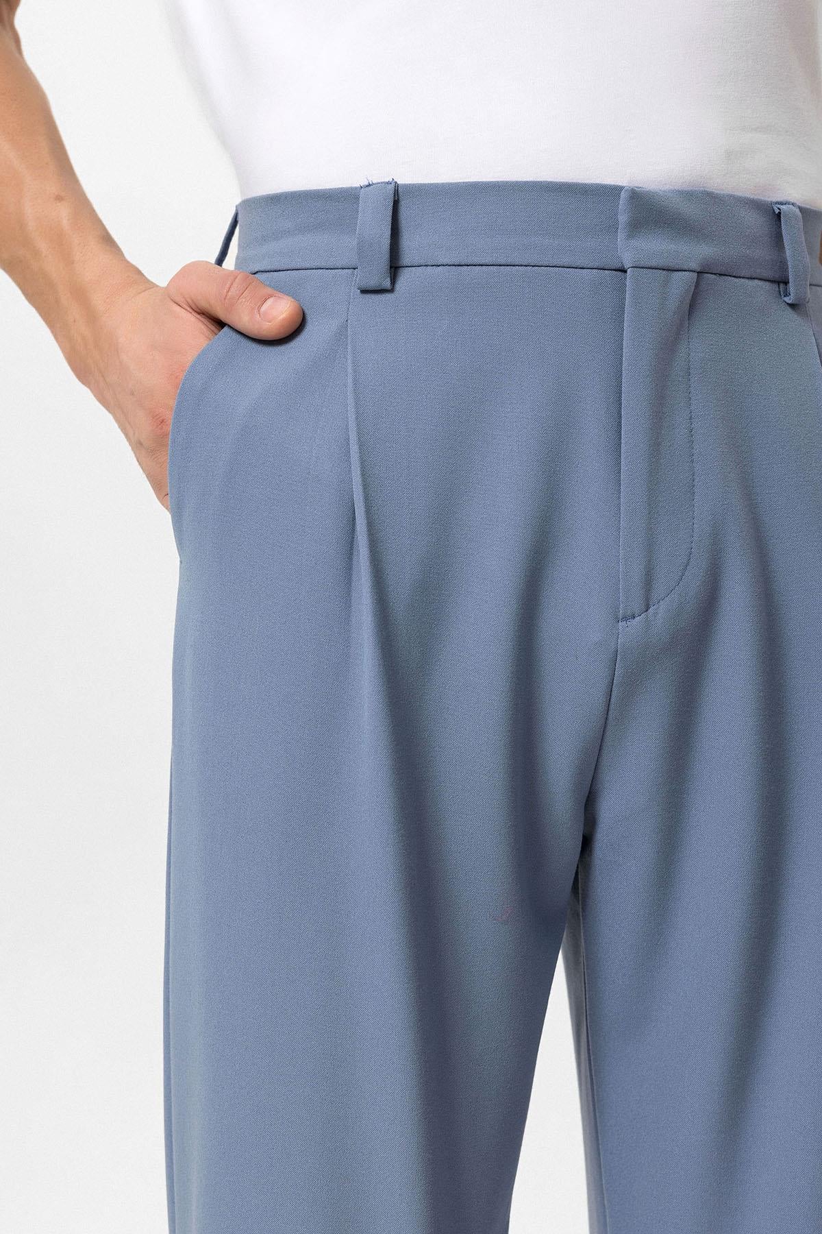 Men's Baby Blue High-Waisted Baggy Pants