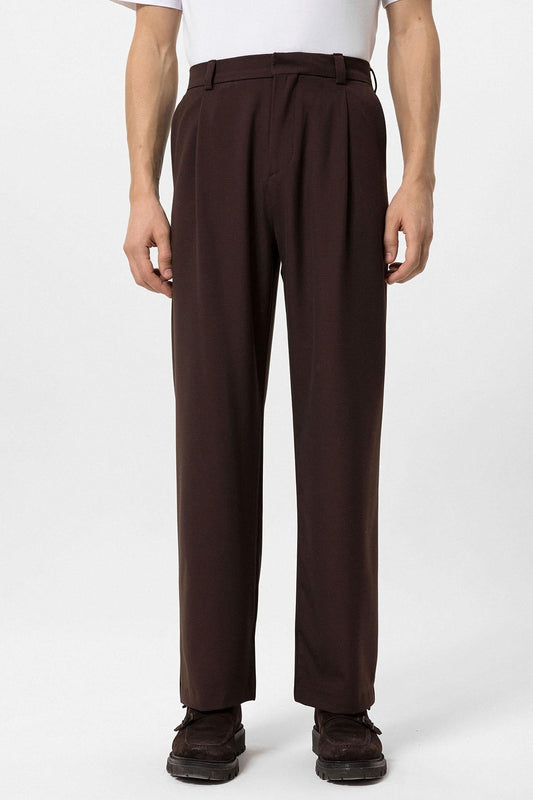 Men's Brown High-Waisted Baggy Pants